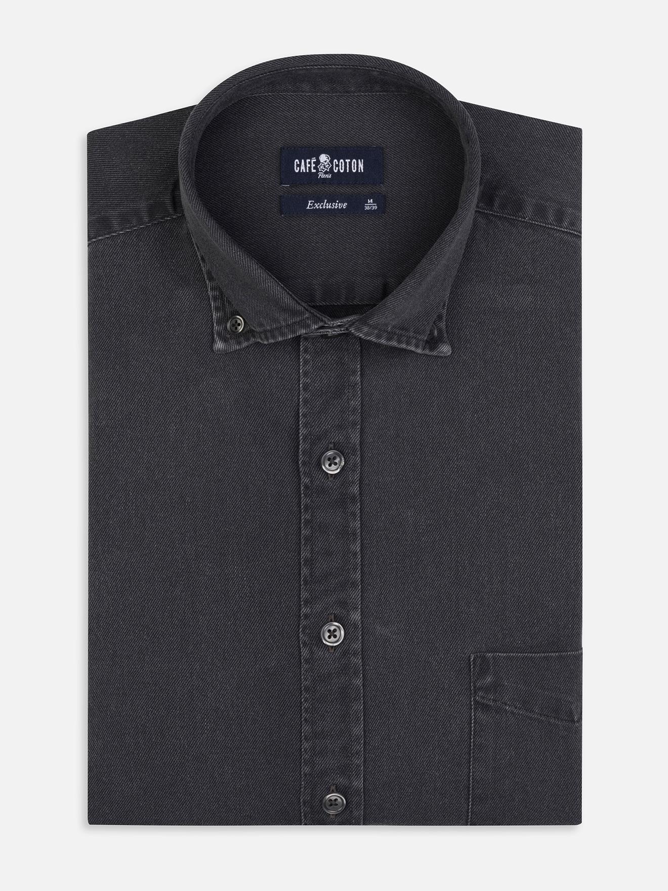 Chemise Gustav en denim carbone - Col Boutonné