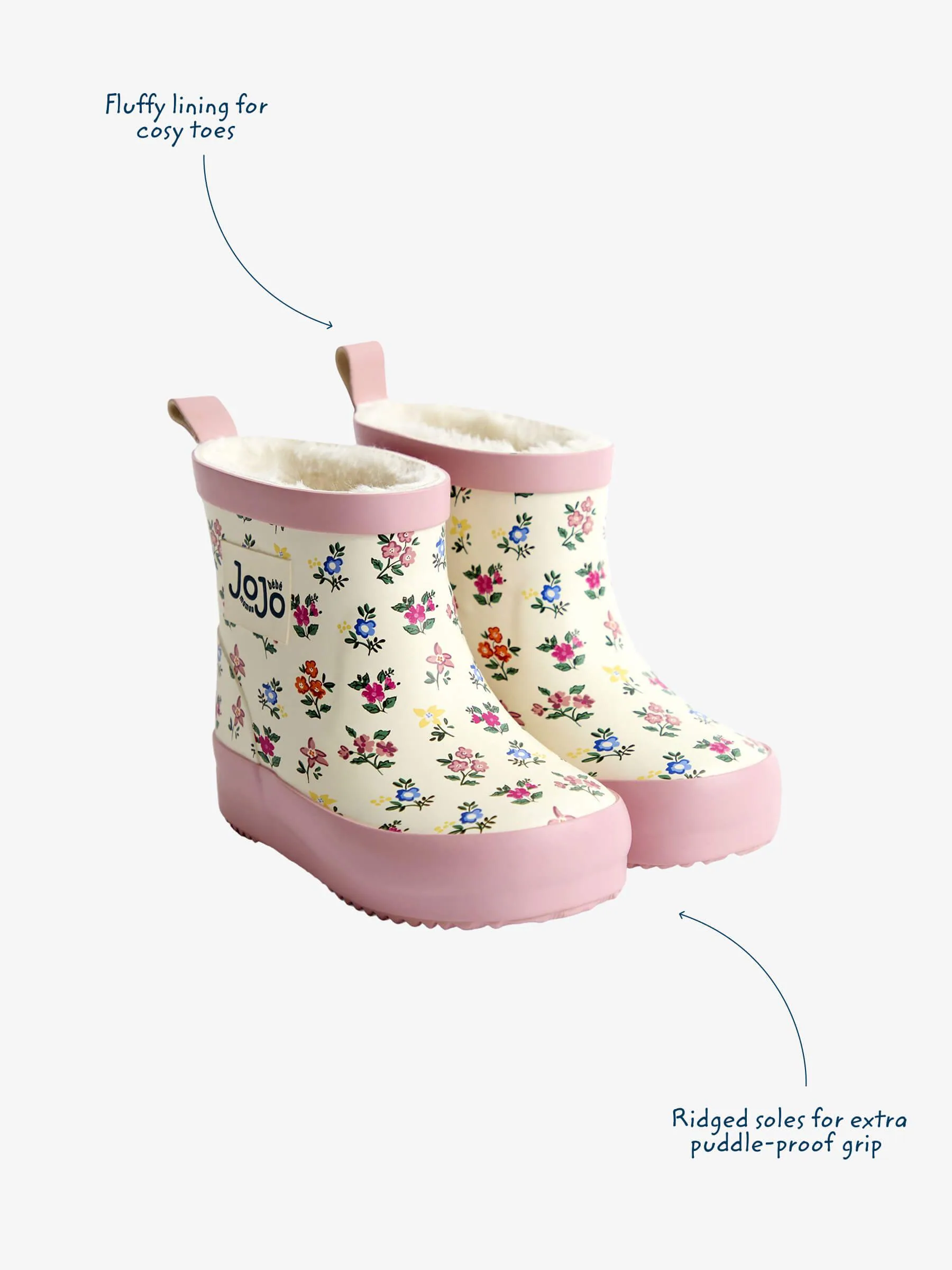 Crème gebloemd - JoJo Maman Bébé Print Cosy Short Wellies