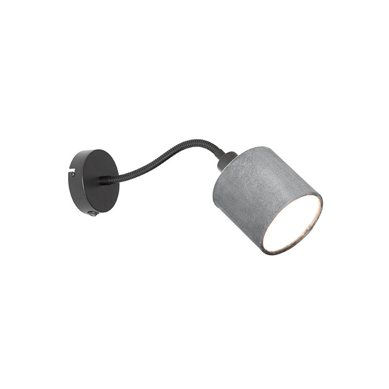 Zwarte wandlamp met grijze schakelaar en flexibele arm - Merwe