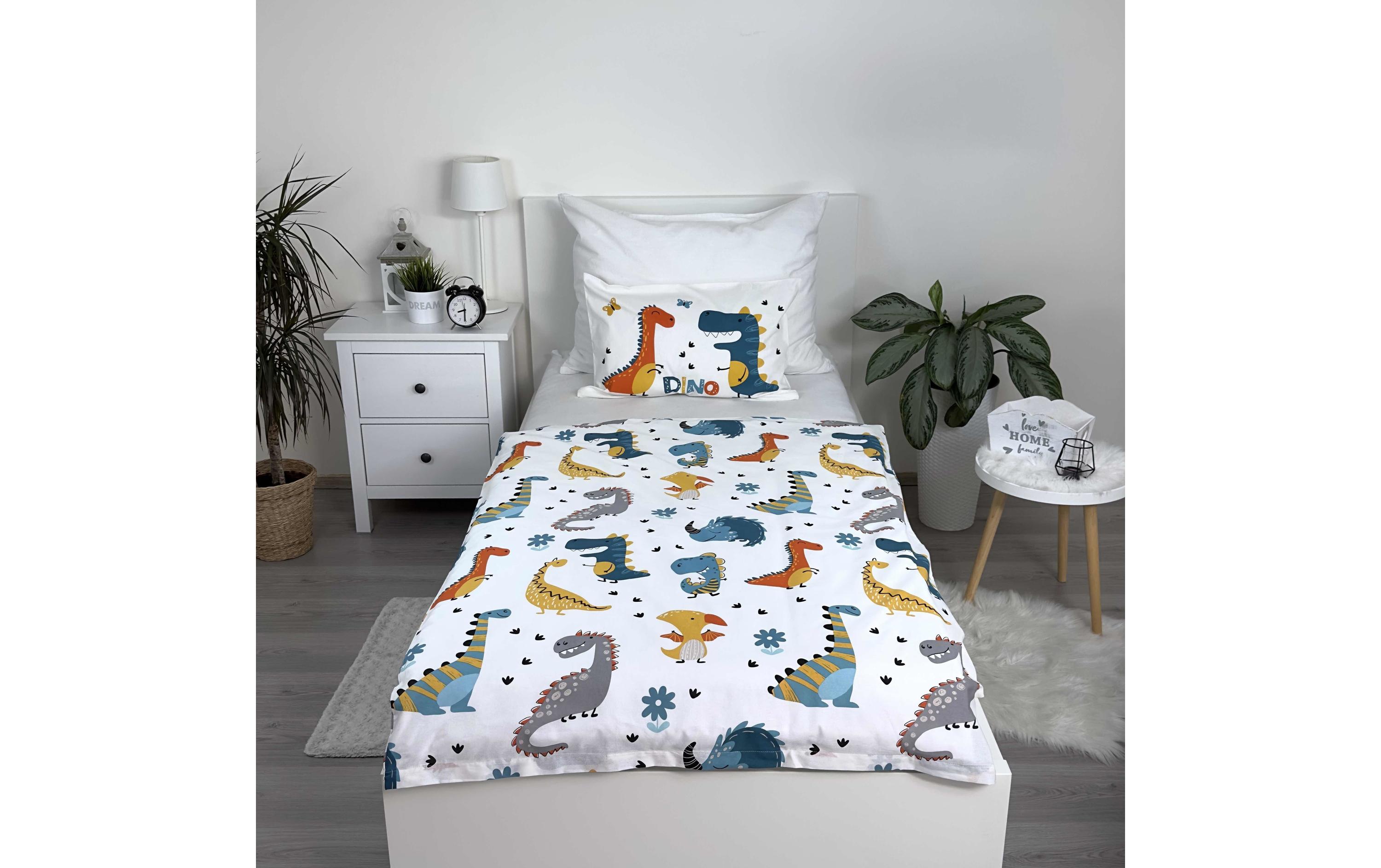 Kinderbettwäsche Dino world 100 x 135 cm + 40 x 60 cmBettwäscheset für ein kleineres Kinderbett