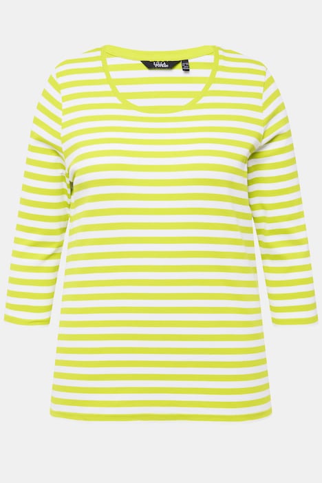 Shirt, Ringel, Rippjersey, Rundhals, 3/4-Arm