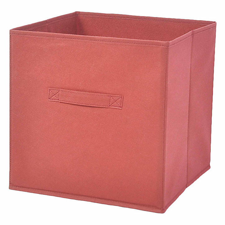 Boîte de rangement carrée en textile Mixxit coloris rouge