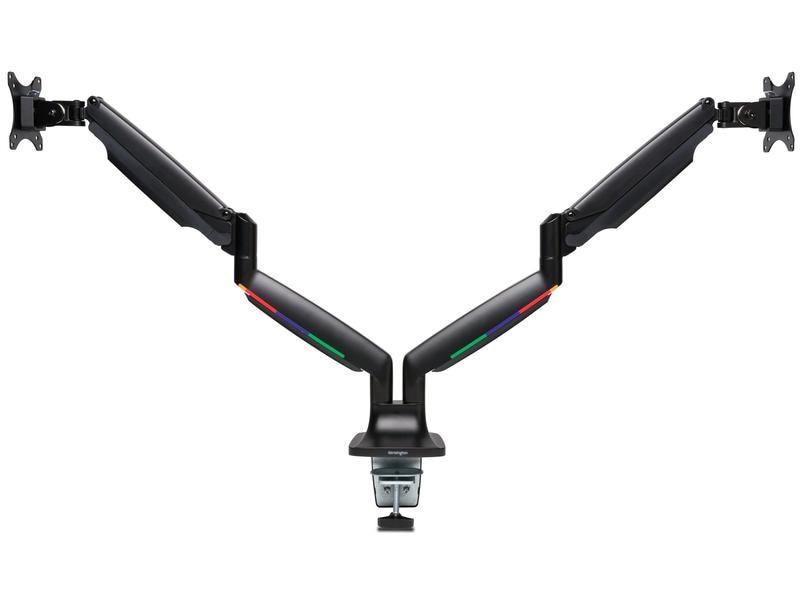 Kensington Tischhalterung SmartFit OneTouch Dual Schwarz Stabiler Dual-Monitorarm mit integrierter Gasdruckfeder und verstellbarer Spannung