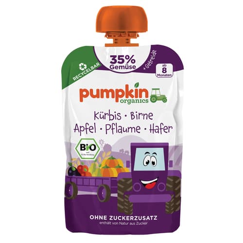 Pumpkin Organics BIO Quetschie Kürbis, Birne, Pflaume, Hafer