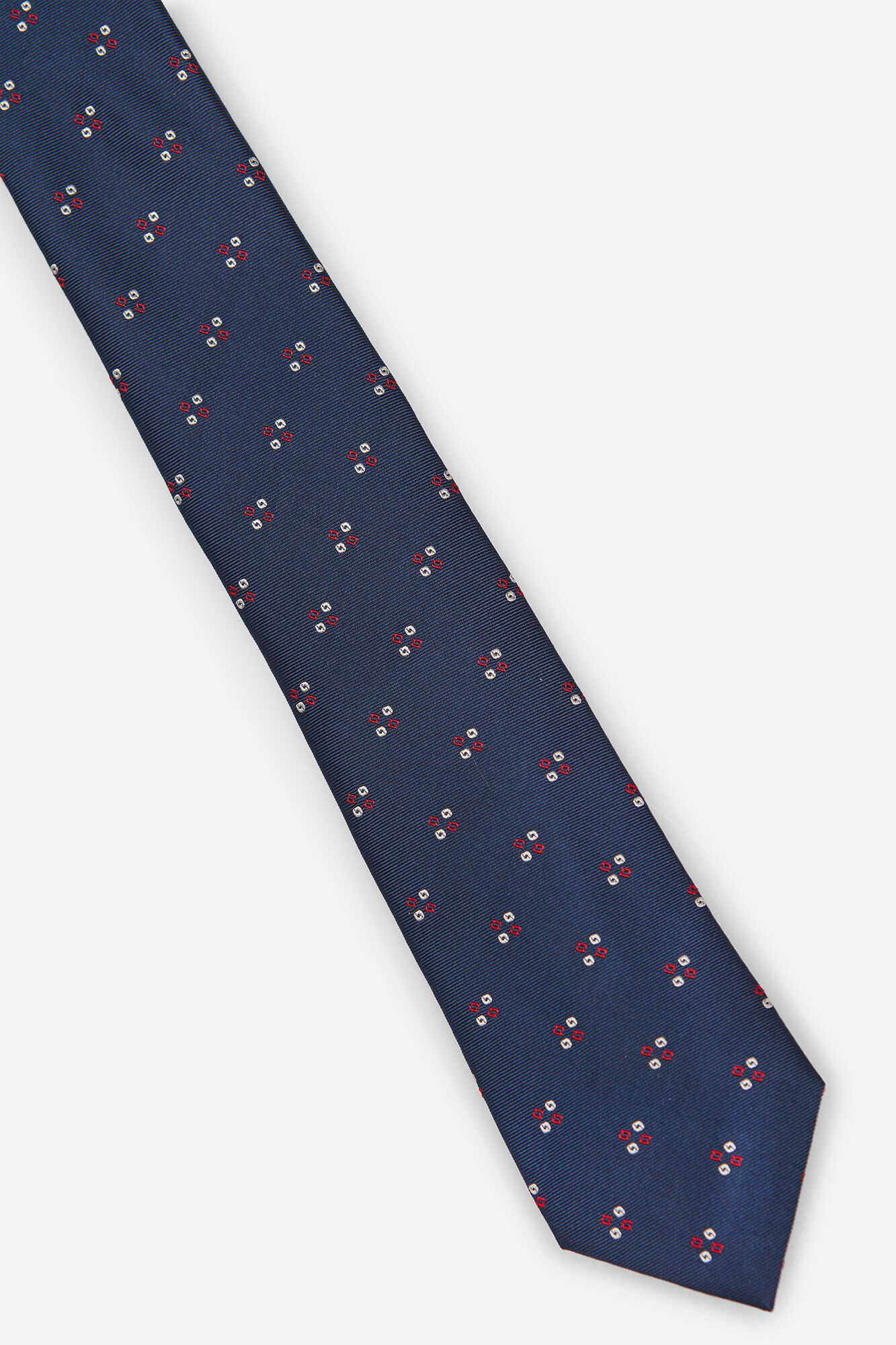 Gravata de seda com microestampa - Azul marinho