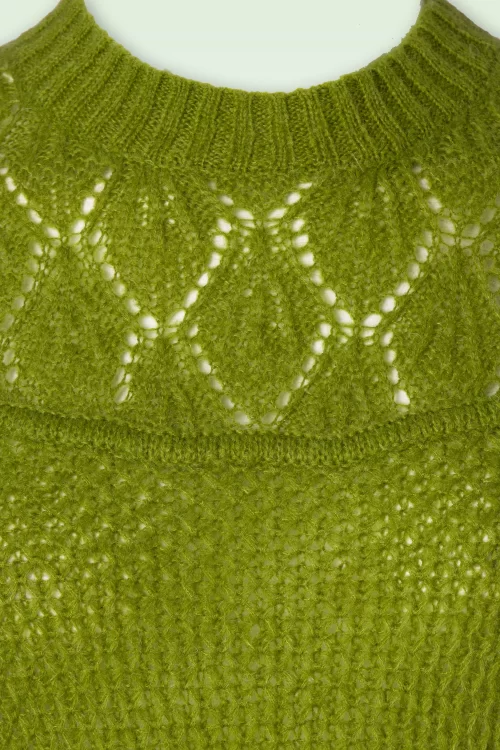 King Louie Jeannie Yoke Farfalle sweater in guacamole