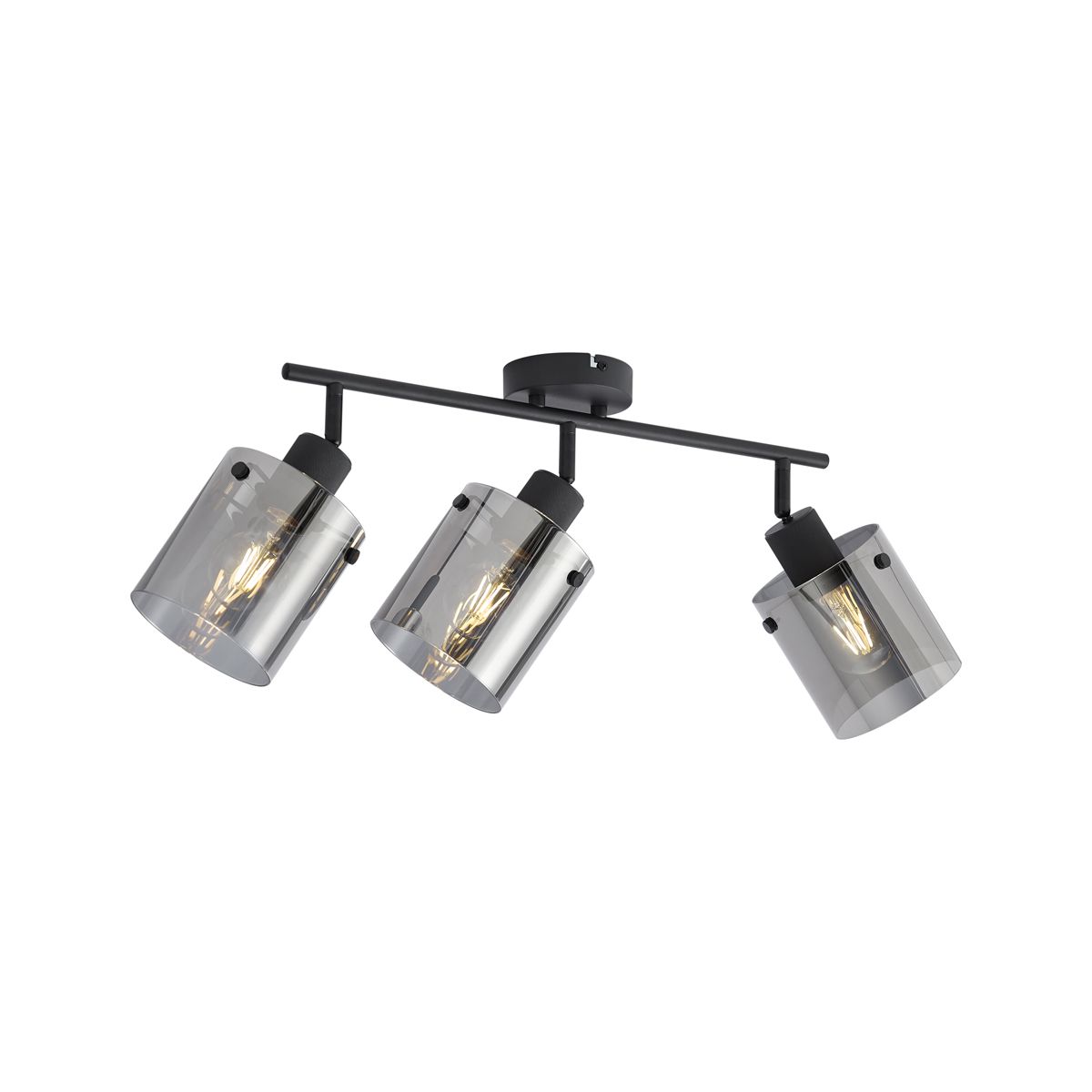 Design plafondspot zwart met smoke glas 3-lichts - Domo
