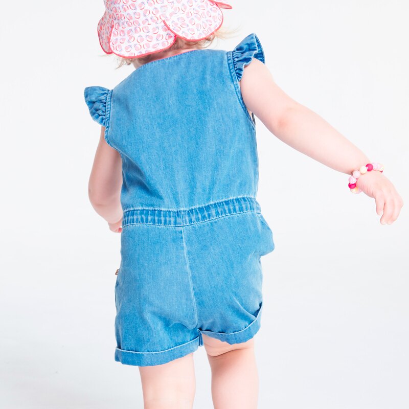 Combi courte en jean bleu bébé fille Bleu