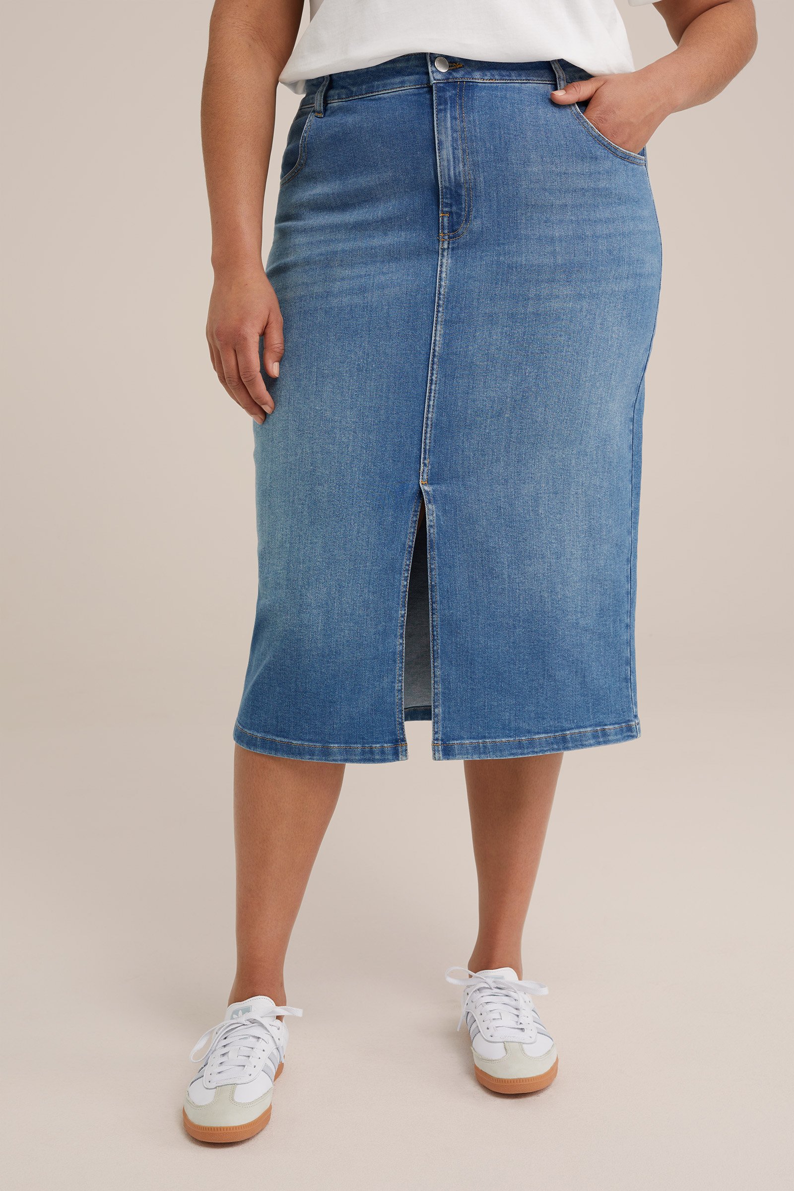 high rise denim rok - Curve Blue Ridge Blauw
