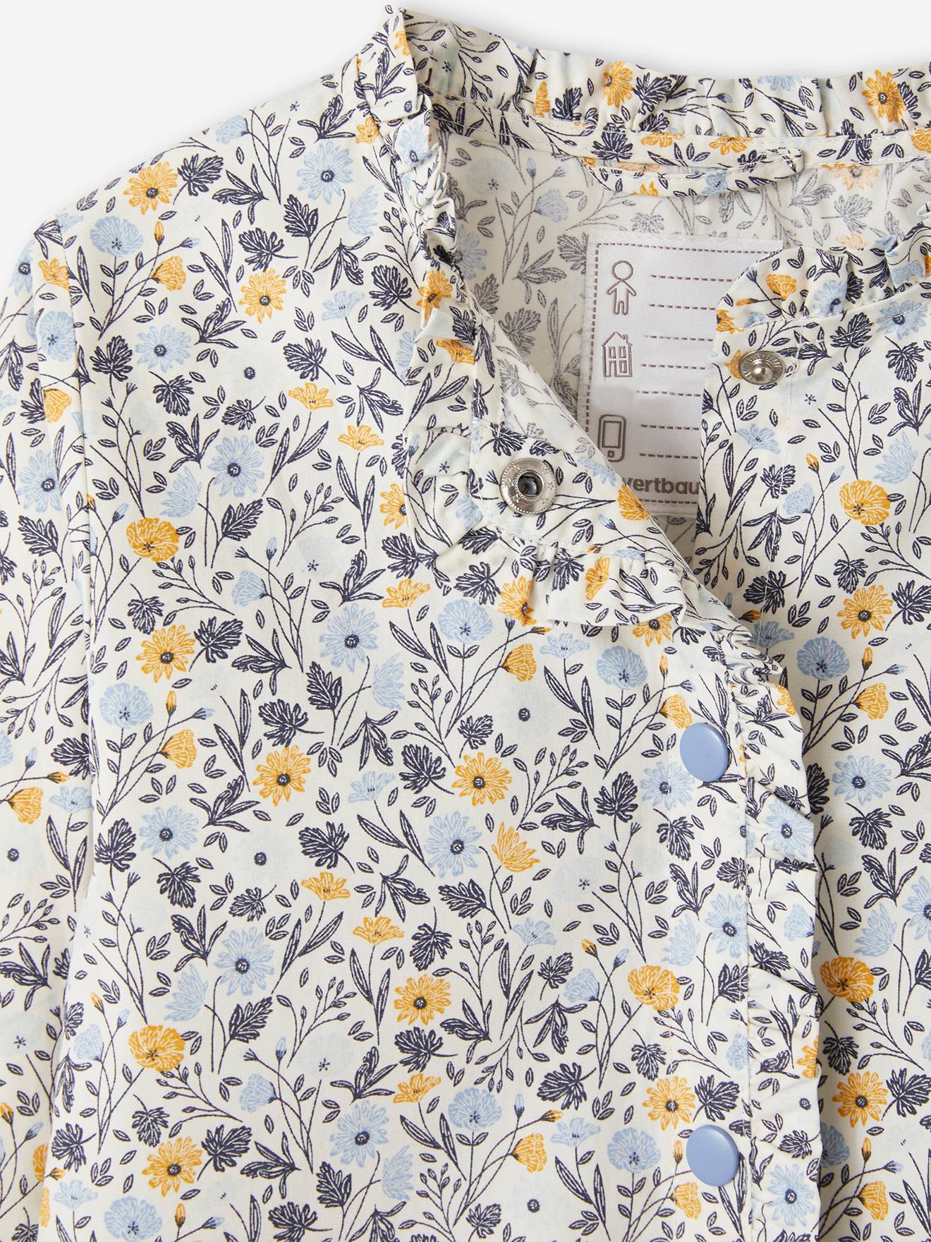 Vestido infantil para menina com flores, azul