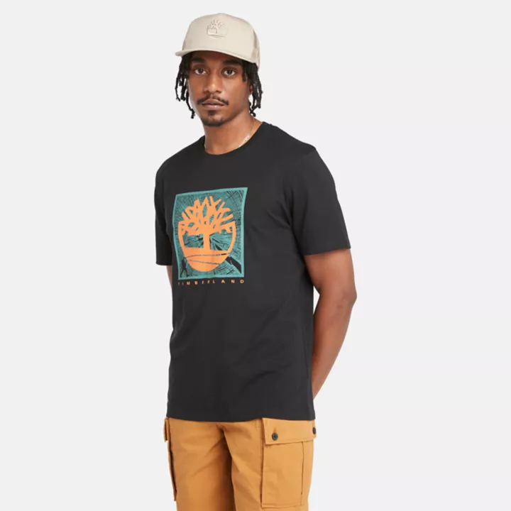 T-shirt à motif sur le devant pour homme en noir