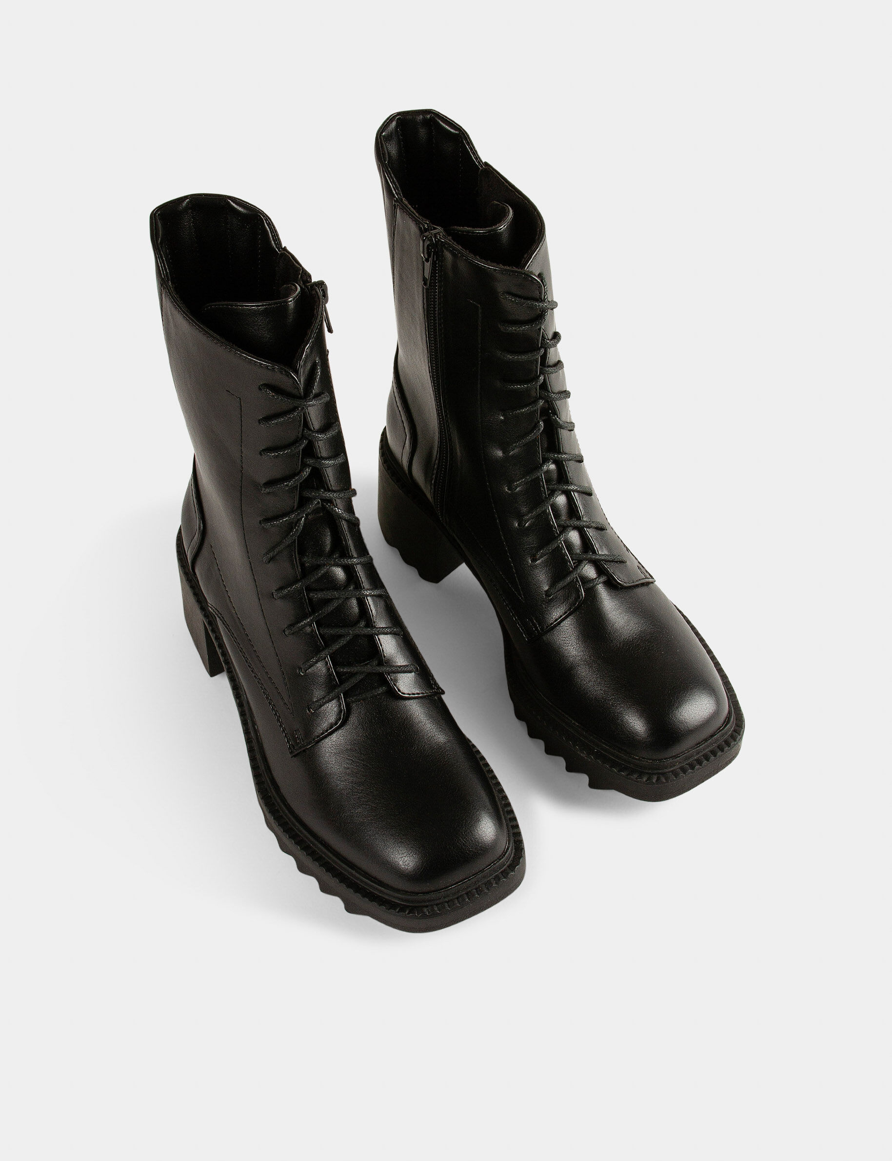 Bottines crantées à talons noir femme - noir