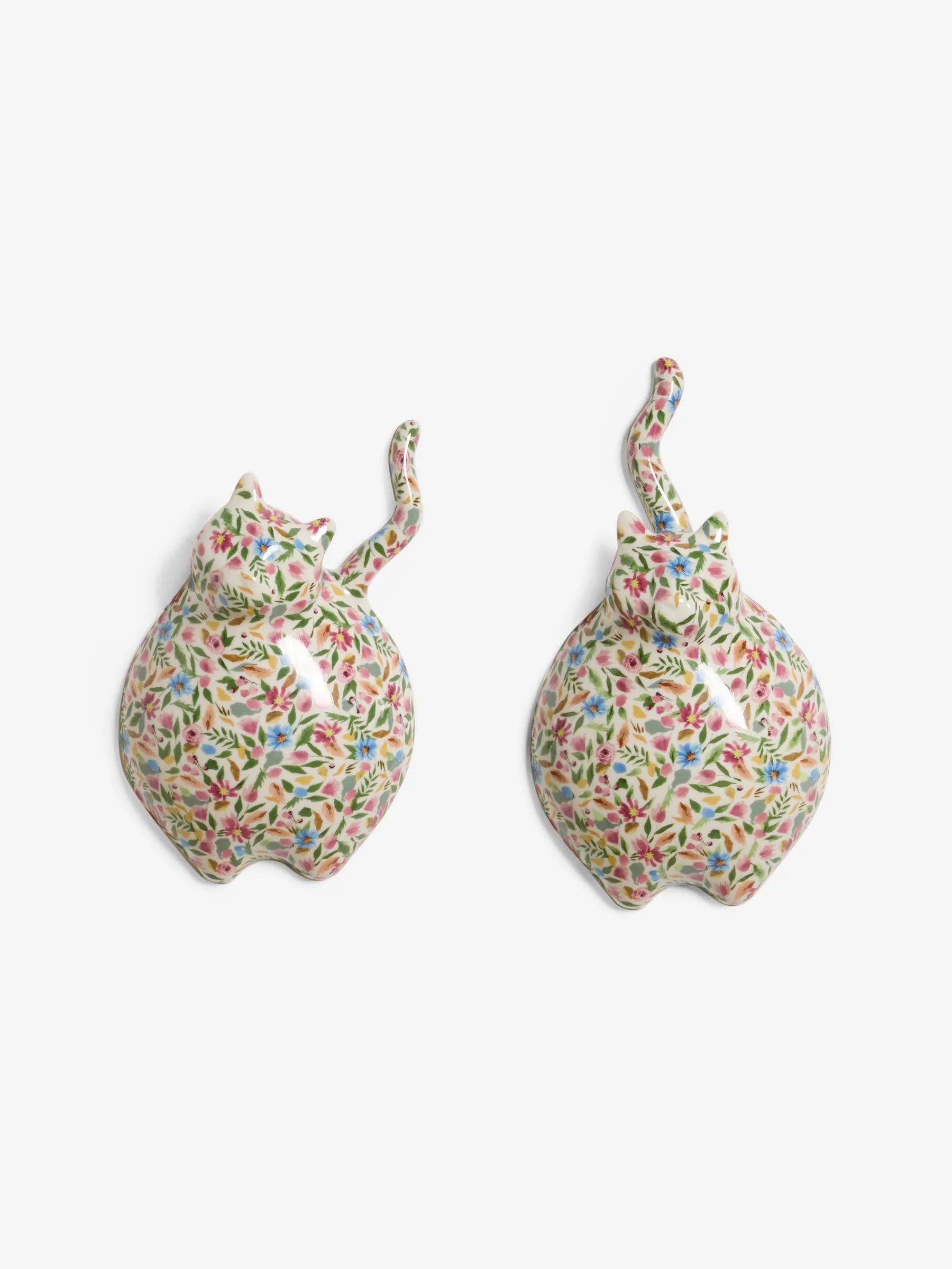 Set of 2 Ceramic Ditsy Cat Wall Arts