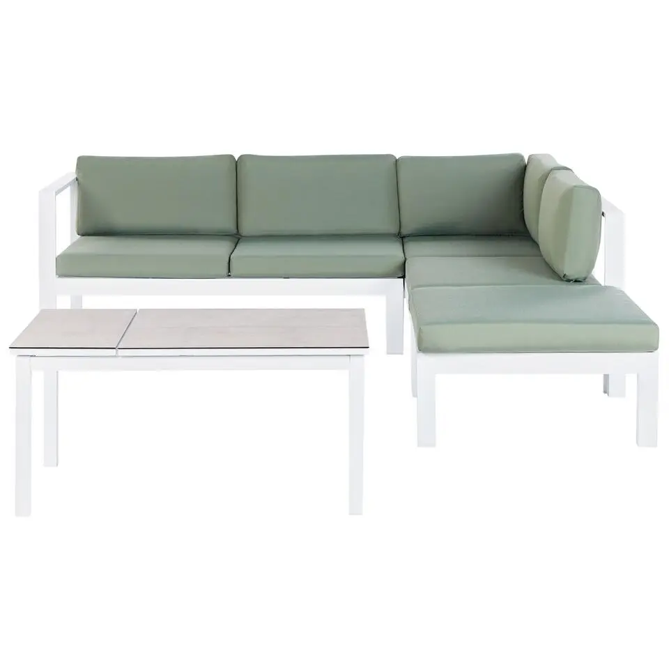 MESSINA - Loungeset voor 5 - Wit/Groen - Aluminium