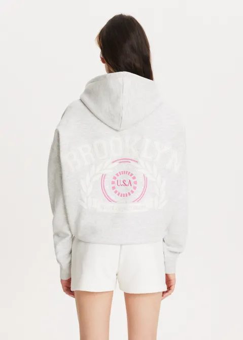 Cropped hoodie artwork grijs (GRS.LME)
