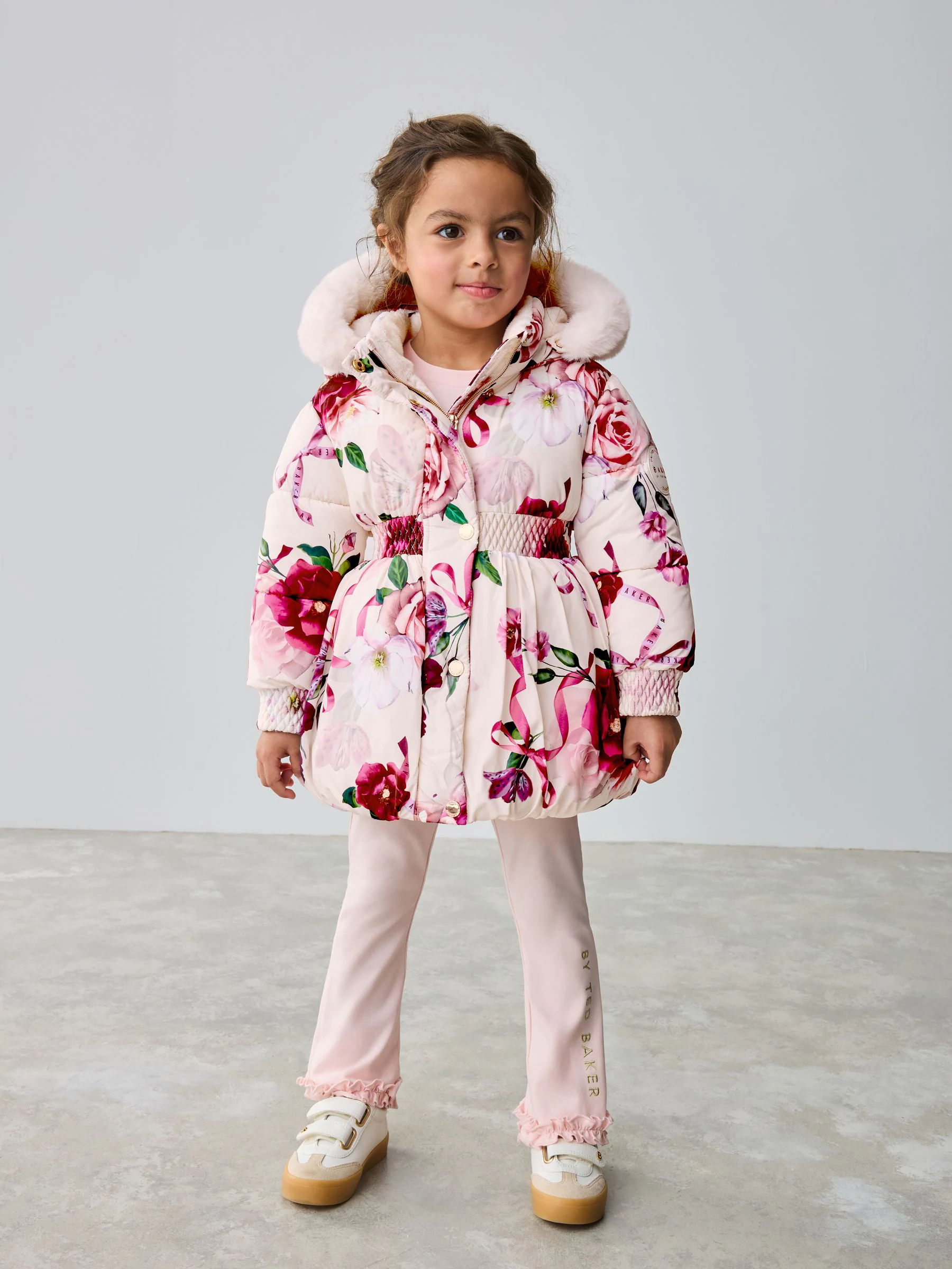 Roze - Baker by Ted Baker - Regenbestendige gewatteerde jas met bubbelzoom
