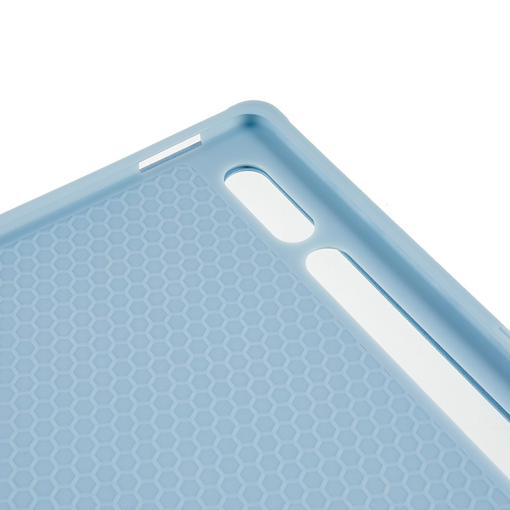 Samsung Galaxy Tab S8 Ultra Leder Tasche mit abnehmbarer Bluetooth Tastatur Keyboard   S-Pen Halterung (QWERTY) - Hellblau