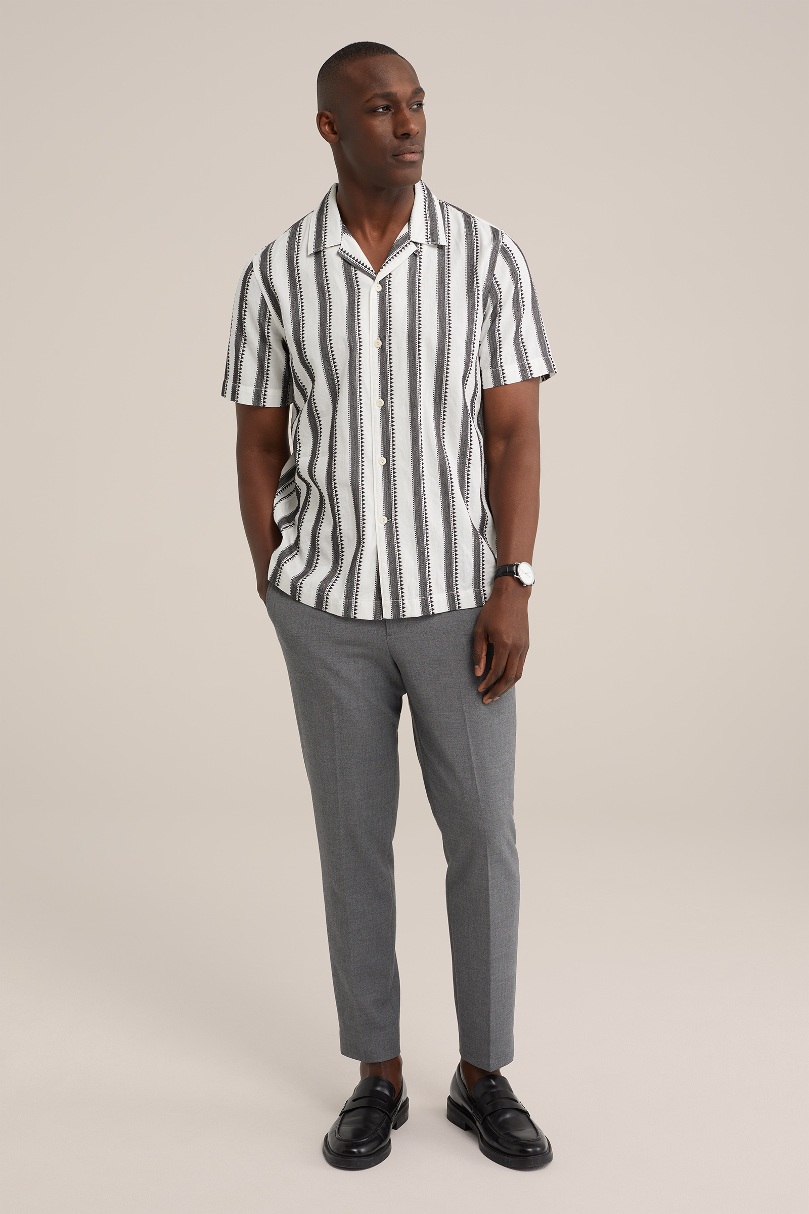 relaxed fit overhemd met dessin WE Fashion Wit