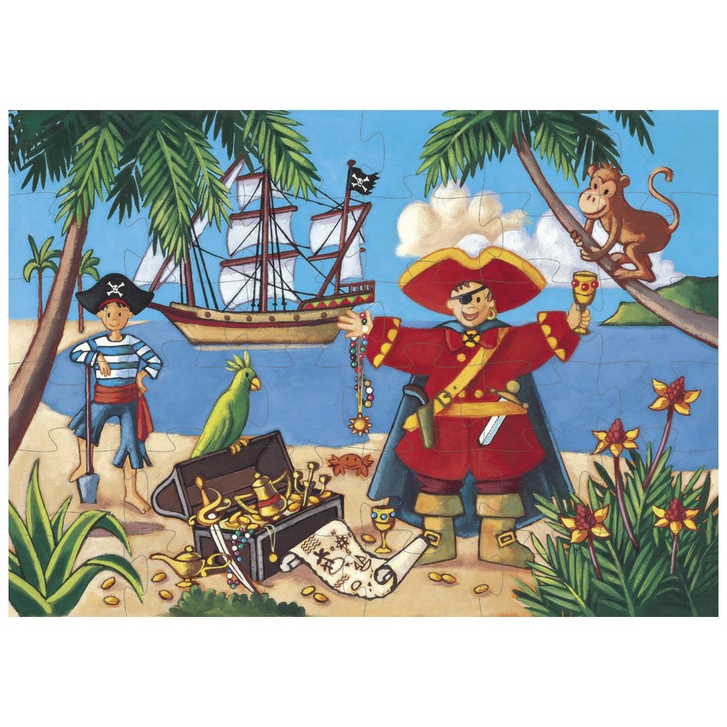 Puzzle silhouette - Le pirate et son trésor- 36 pièces
