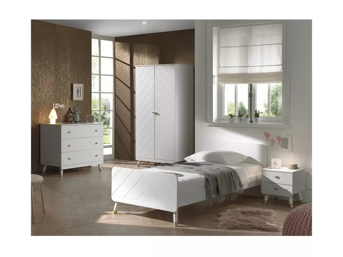 TINY WHITE - Commode 3 Tiroirs Motif Graphique