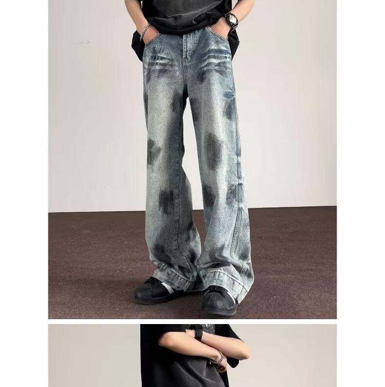 Nataro - Mid Rise Tie Dye Distressed Washed Bootcut Jeans