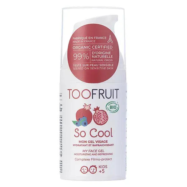 Toofruit So Cool Gel Hidratante e Refrescante Facial, Mirtilo e Romã Orgânicos, 30ml