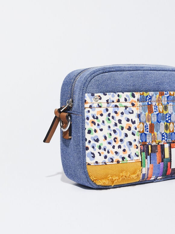 Bolsa de ombro patchwork - Azul