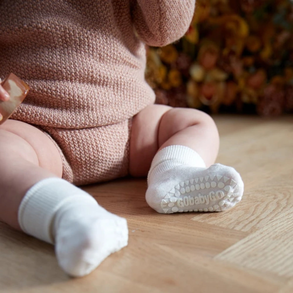 Køb Gobabygo Off White Non-Slip Strømper Bambus