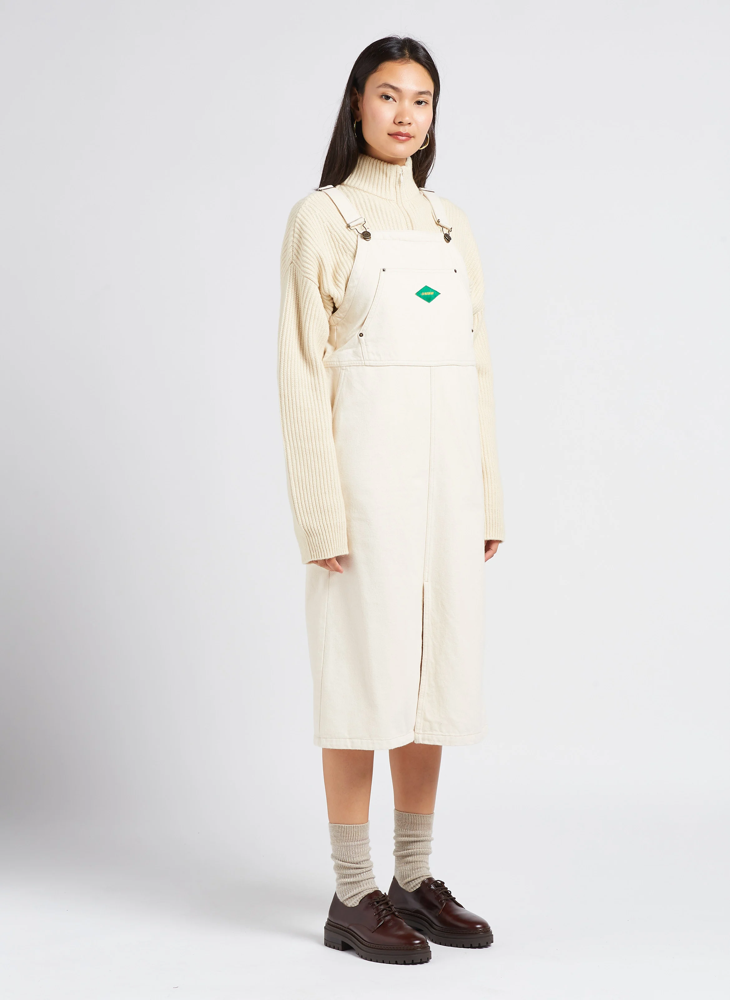 PULL ETOLE - Pull col montant zippé en laine mélangée | Blanc