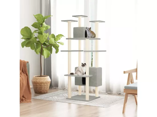 Arbre à chat avec griffoirs en sisal Gris clair 162 cm