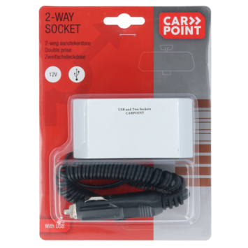 Carpoint 2-weg 12V stekkerdoos 2x12V en 1X USB