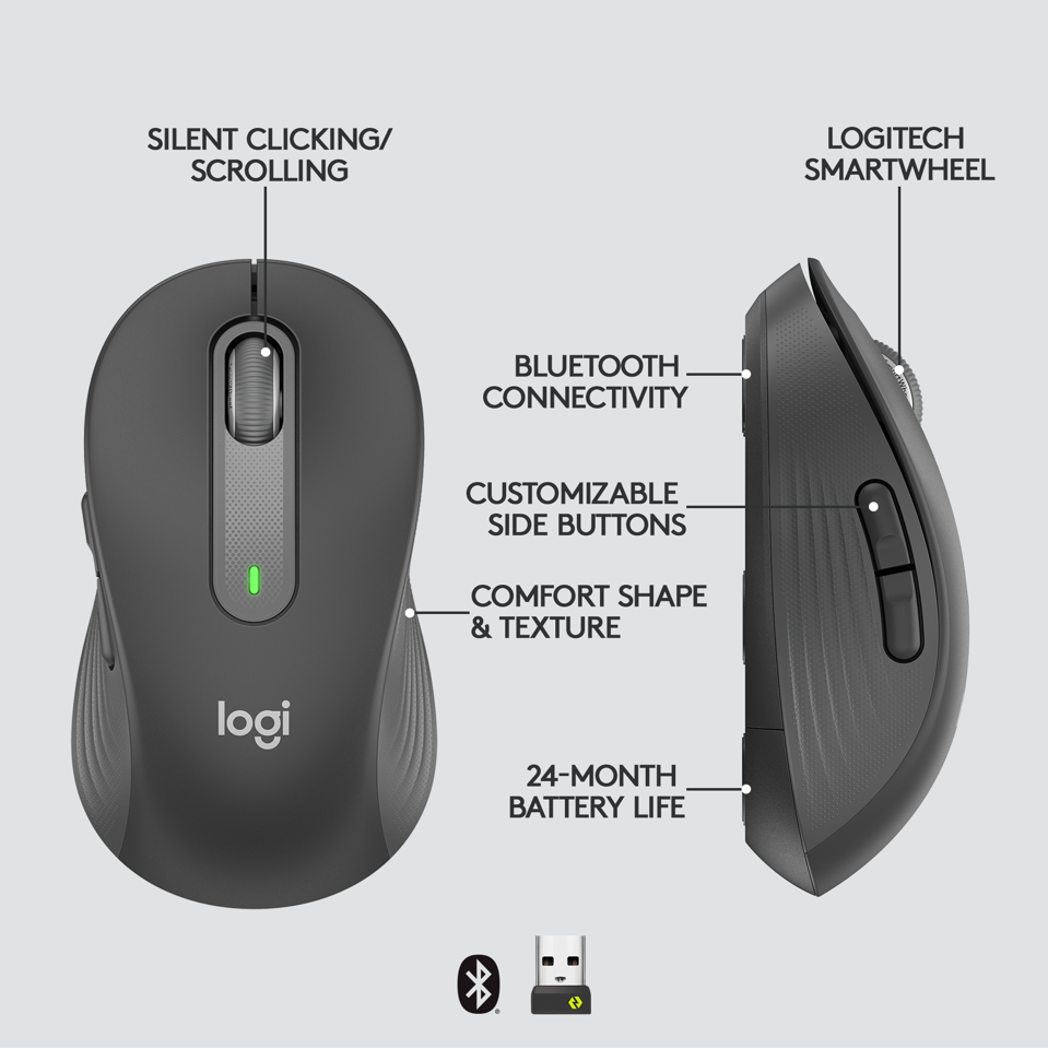 Logitech - M650 Signature - Wireless Mouse - Graphite