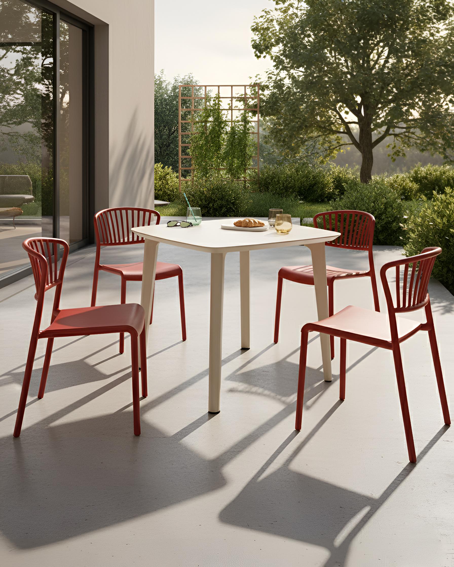 Set van 4 tuinstoelen GELA Rood
