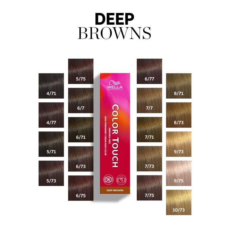 Coloration Color Touch Deep Browns 4/71 Châtain Moyen Marron Cendré Wella 60ml