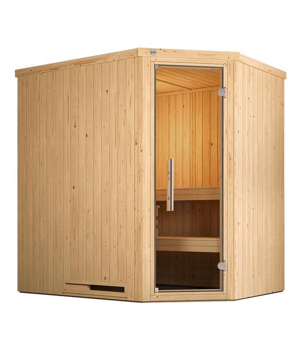 Weka Ecksauna Varberg mit Glastür