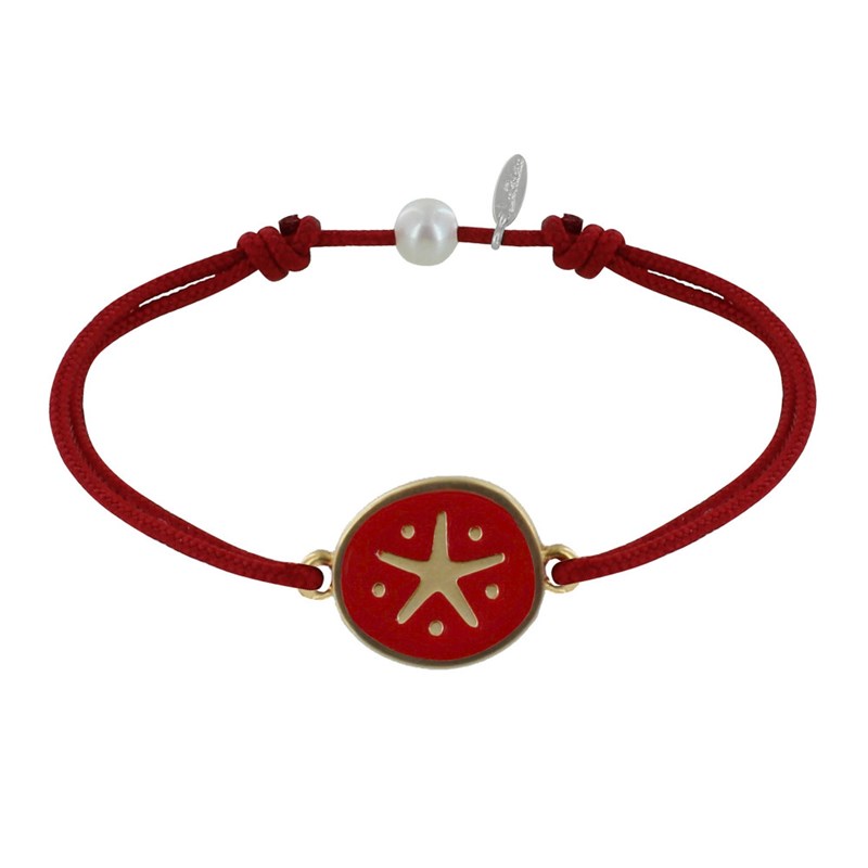 Bracelet Lien Médaille en Laiton Etoile émaillée Rouge - Rouge