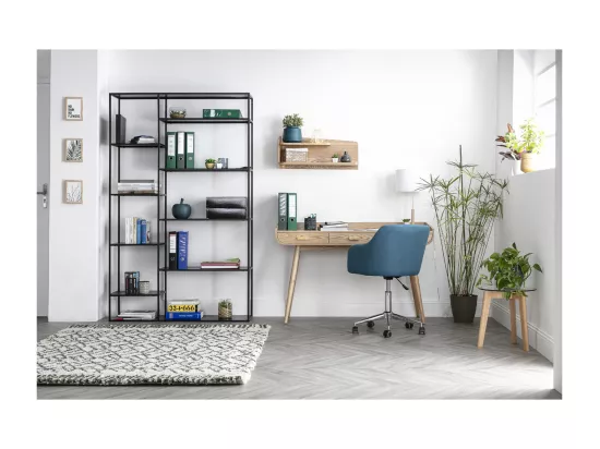 Chaise de bureau à roulettes design blanc et acier chromé BALTIK