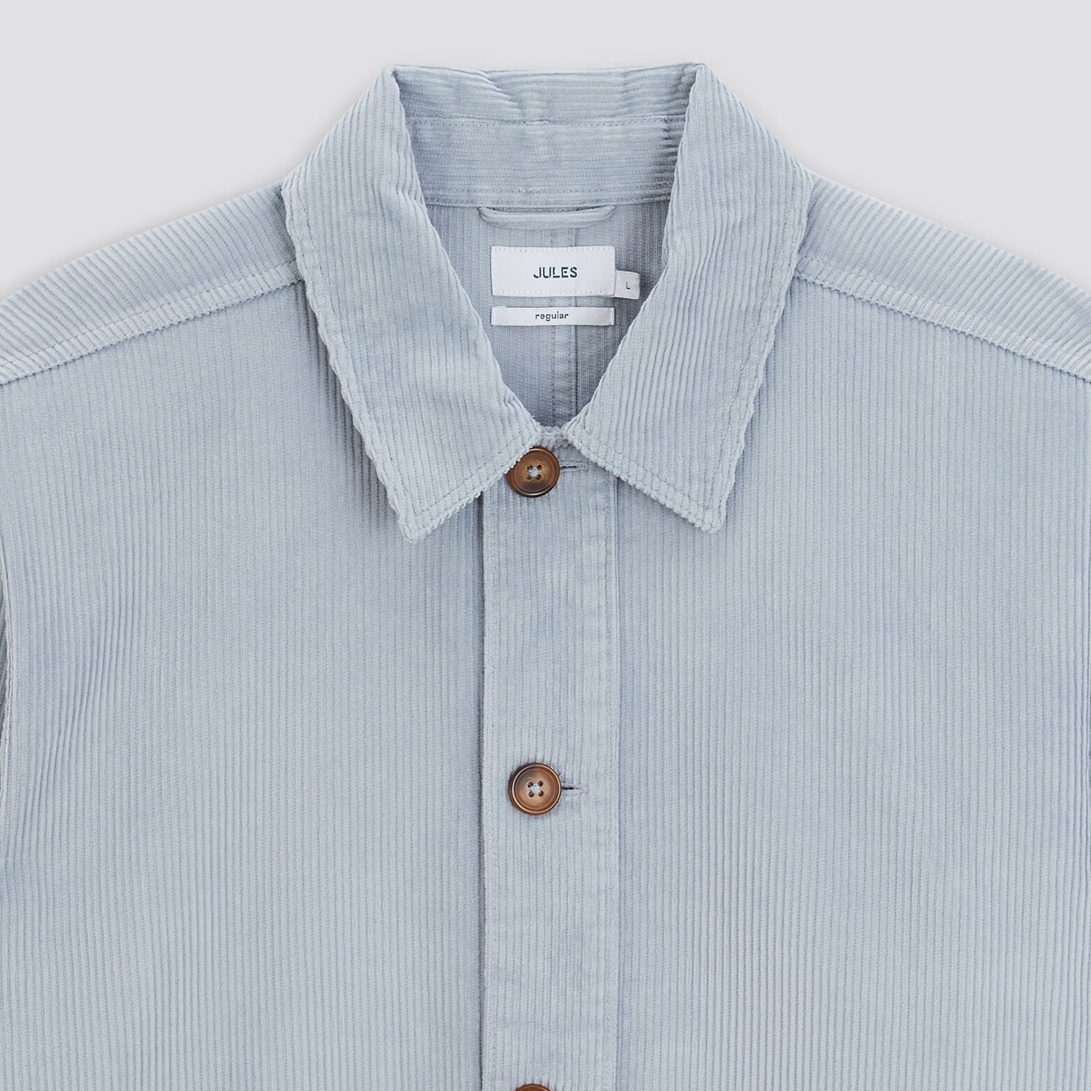 Surchemise unie coton recyclé velours Bleu clair