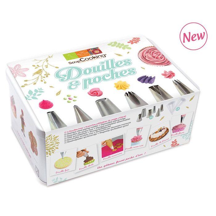 Coffret à pâtisserie - 6 douilles inox et poches jetables Scrapcooking