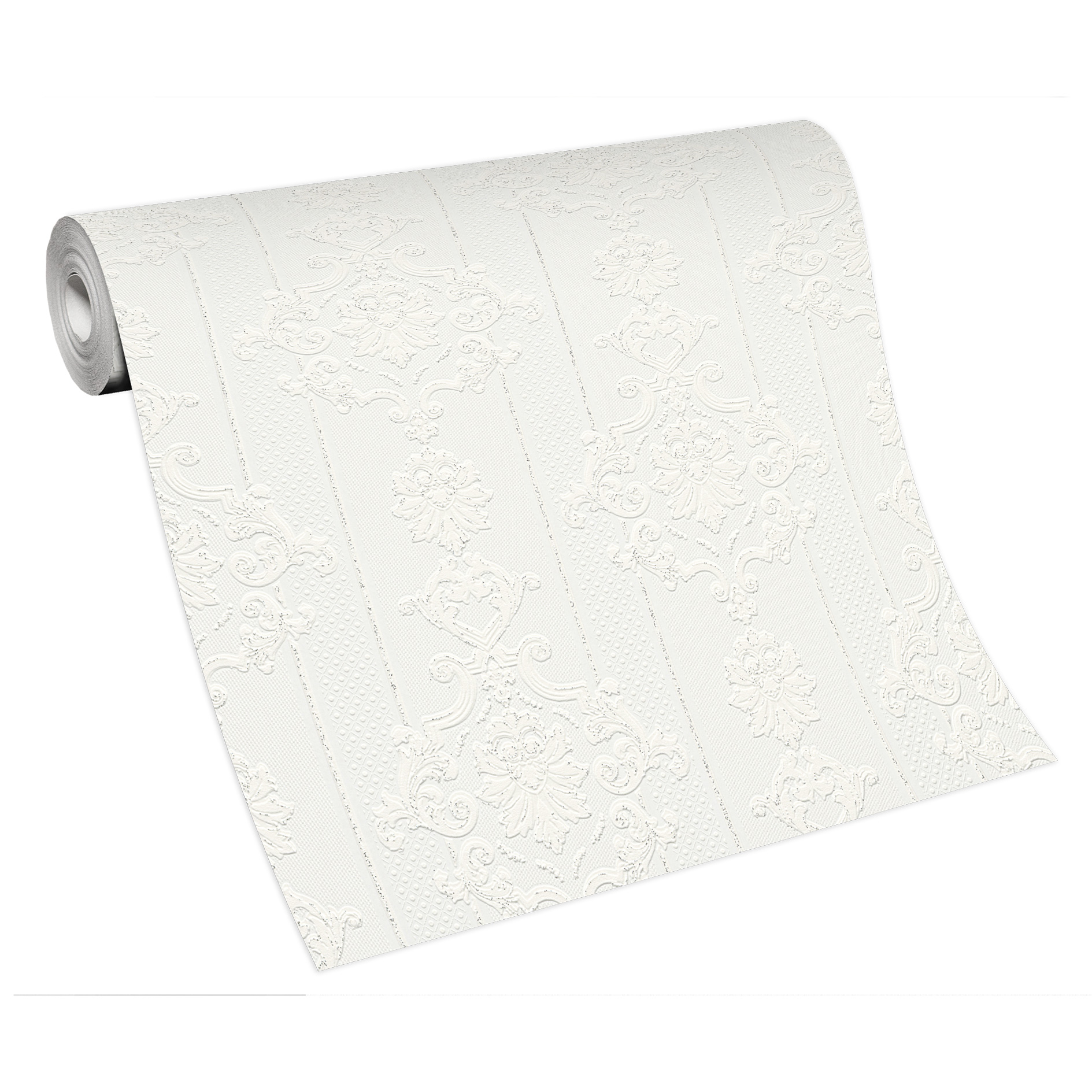 Papiertapete - weiß - Ornamente - 10 Meter