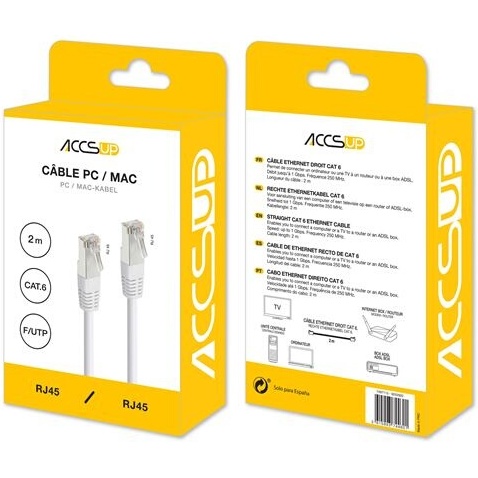 Câbles réseau Accsup CABLE RJ45 CAT6 DROIT 2M BLANC