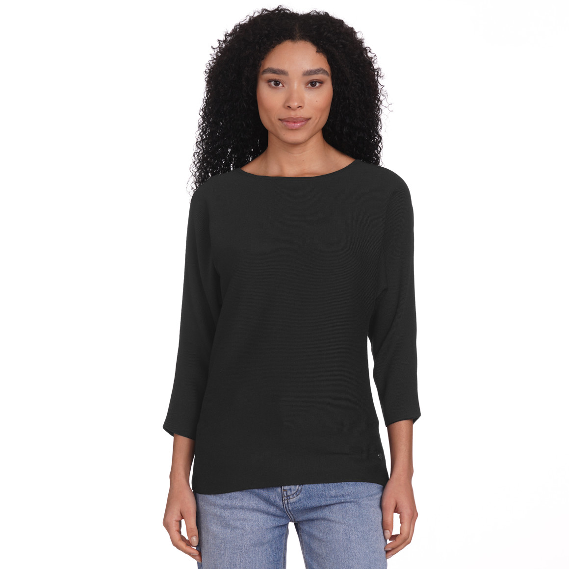 Gina Damen Pullover mit Spitze schwarz