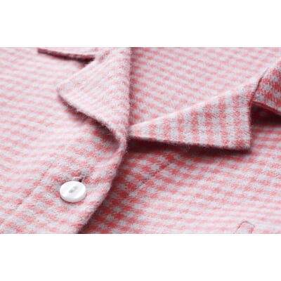 Damen-Flanellpyjama kariert, Rosé-Grau