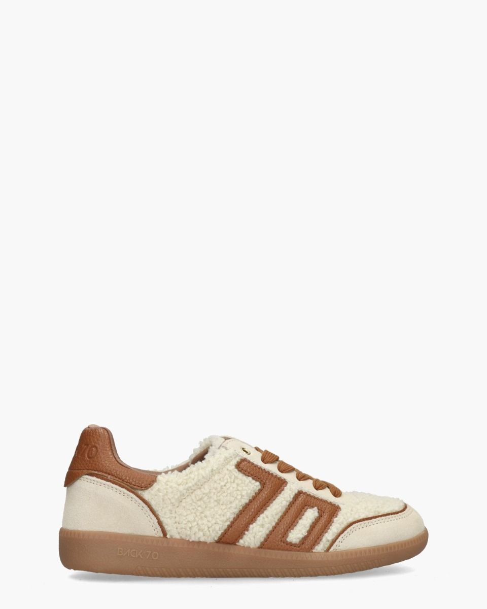 Back 70 Teddy Off-White/Cognac Damessneakers