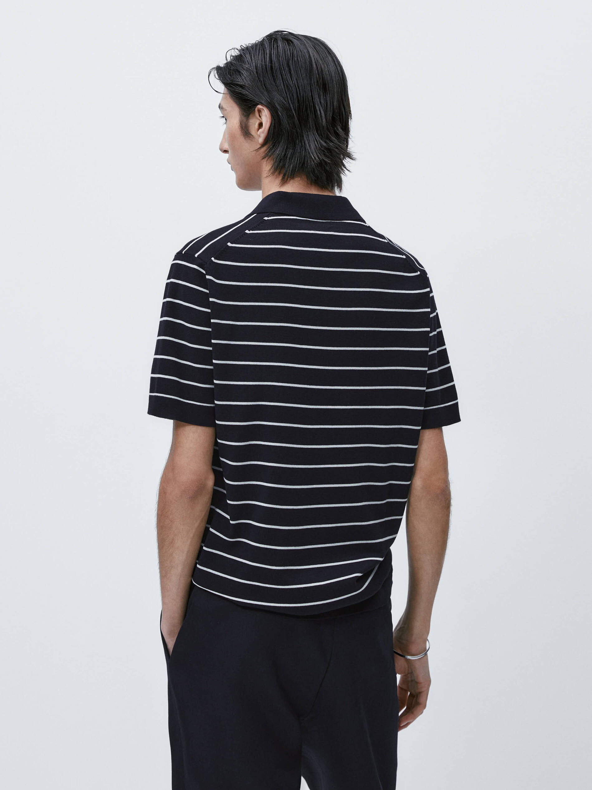 Jersey polo raias manga corta - AZUL MARINO