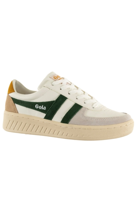 Baskets basses gola grandslam trident white/evergrren/sun