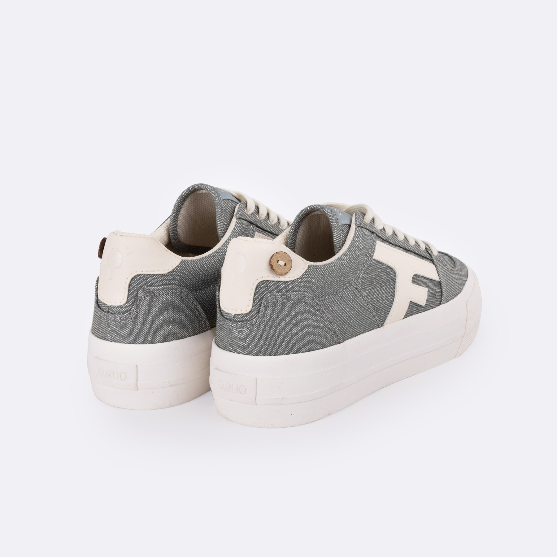 Tennis argentées vegan coton et polyester recyclé - modèle walnut platform