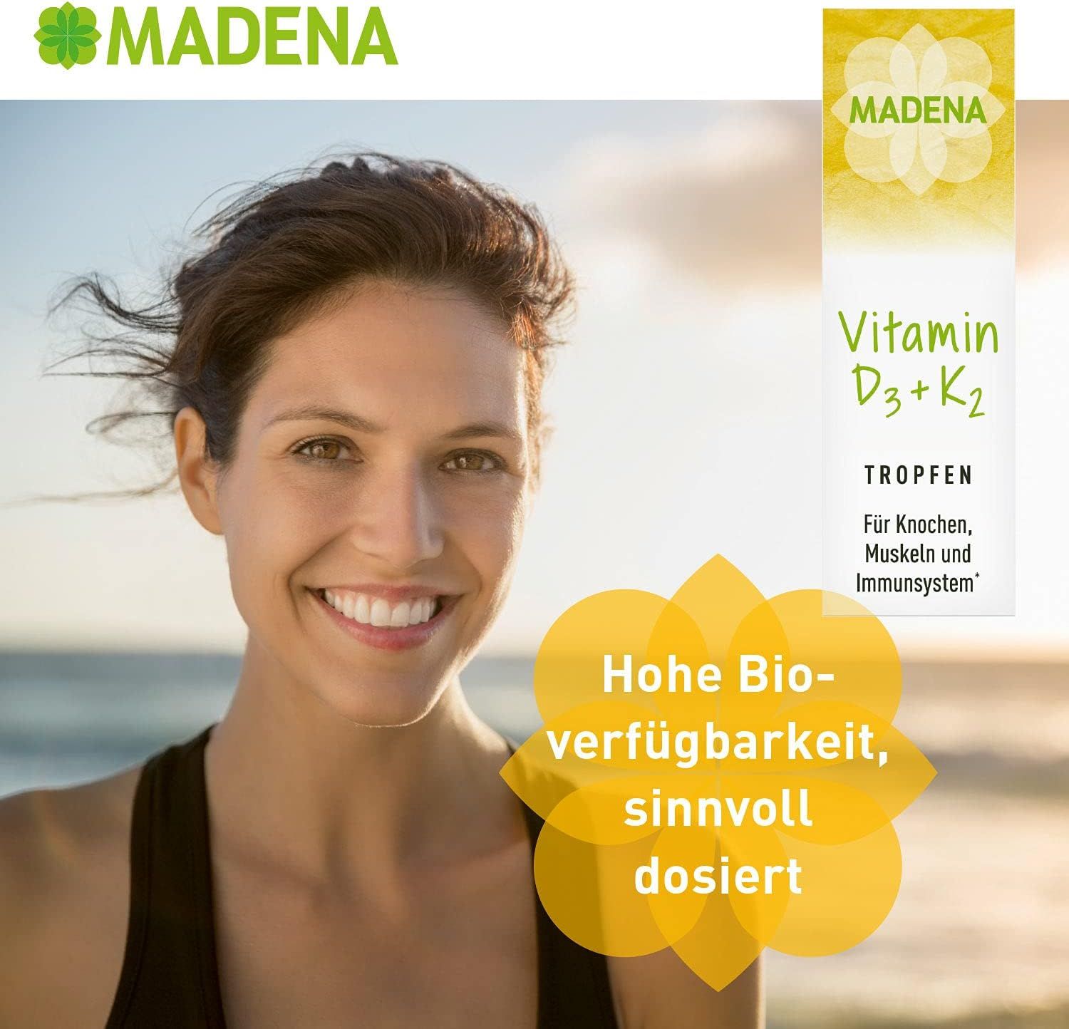 MADENA Vitamin D3 und K2 Menachinon all-trans MK-7