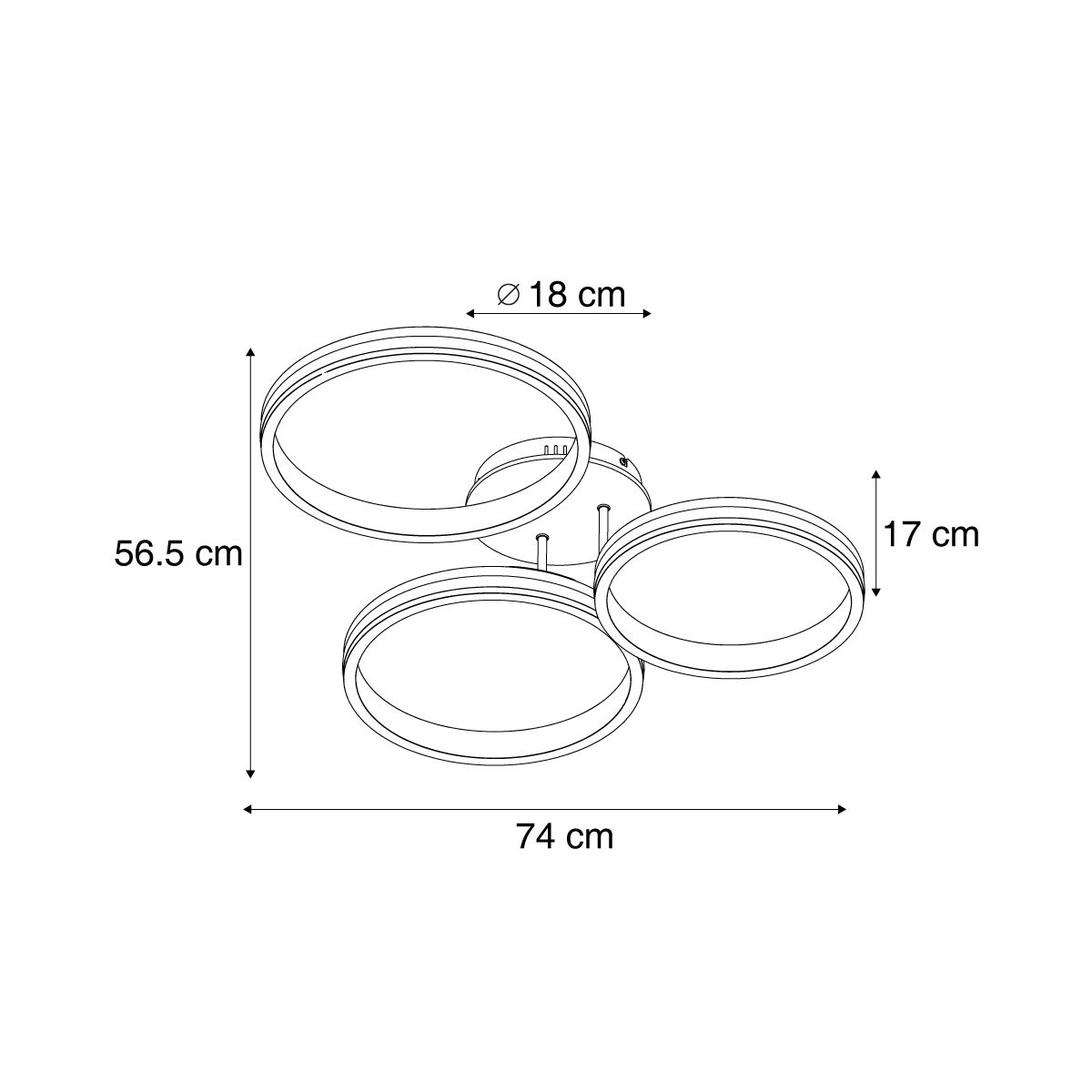 Plafondlamp hout incl. LED 3-staps dimbaar 3-lichts - Navara