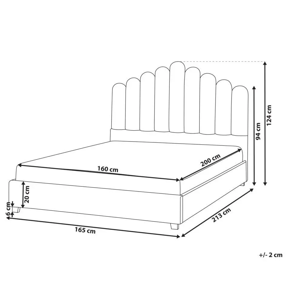 VINCENNES - Bed - Taupe - 160 x 200 cm - Fluweel